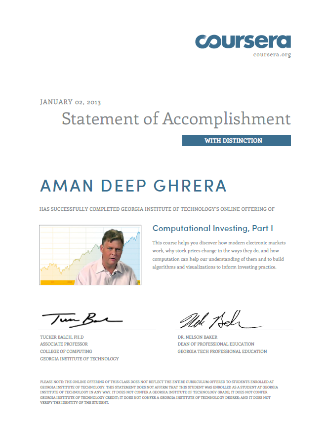 Computational Investing